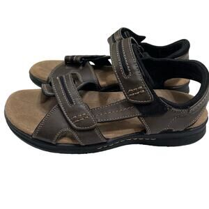 Dockers Men’s Sandals Sz 11 Fushion‎ Footbed Brown Hook/Loop Leather